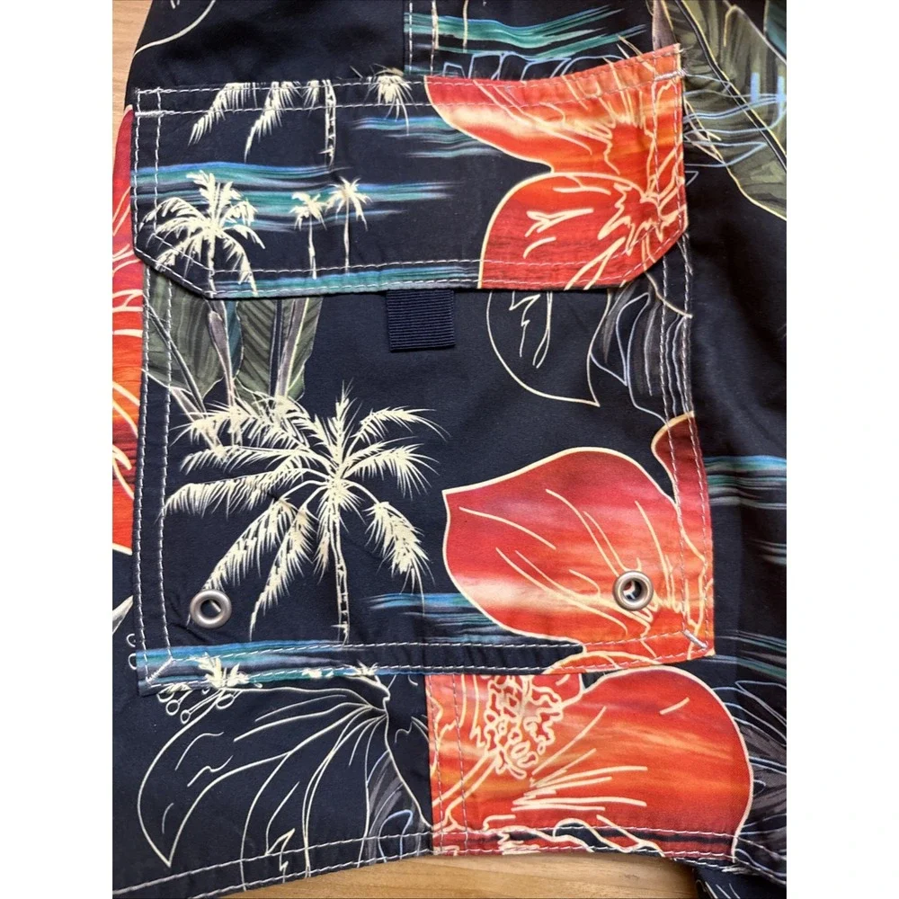 Croft & Barrow Hawaiian Mesh Lined Men's Trunks Swimwear W/Pockets Size Small